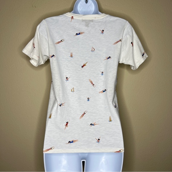J CREW White Swimmers Tee with Glitter Accents - H7879 - Sz XS - Picture 6 of 13